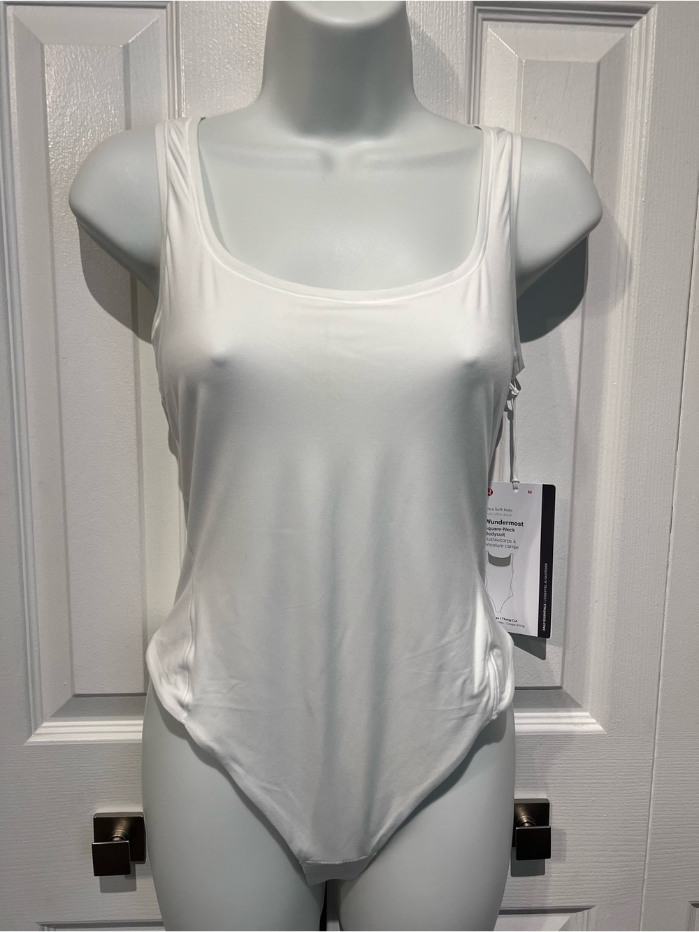 LULULEMON White Nulu Wundermost Square Neck Bodysuit Size M NWT